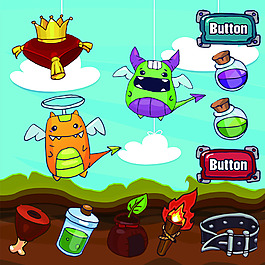 恶魔手游卡通UI设计EPS矢量