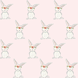 卡通可爱花环清新兔子贴图素材