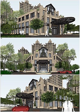 精品artdeco风格售楼处高层居住小区模型