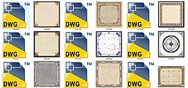 家装室内地砖拼花彩色图对应CAD施工图
