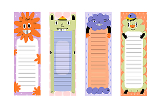 创意卡通手绘书签便签矢量素材下载