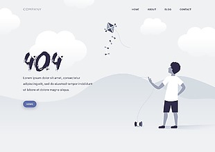 ui设计蓝色web界面404报错