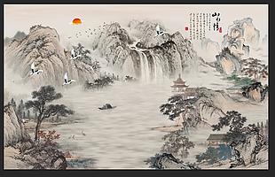 山水情电视背景墙