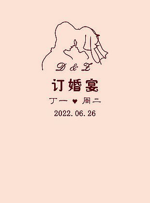 简约韩系线条风订婚宴展板