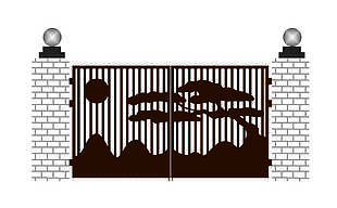 时尚镂空铝艺大门矢量图