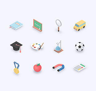 扁平化等距立体矢量图标设计