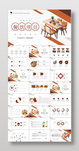 时尚棕色简约风餐饮项目策划书