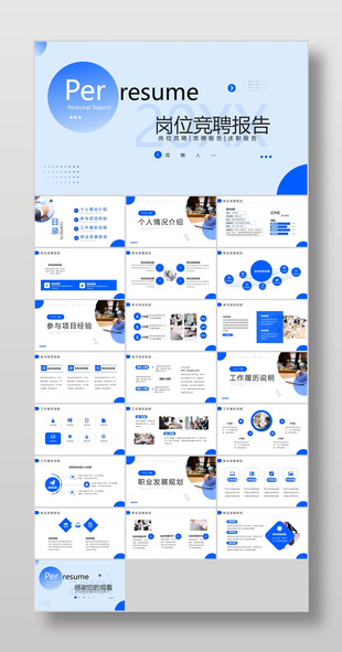 蓝色简约风餐饮行业岗位竞聘报告