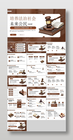 棕色培养法治社会未来公民宣传介绍