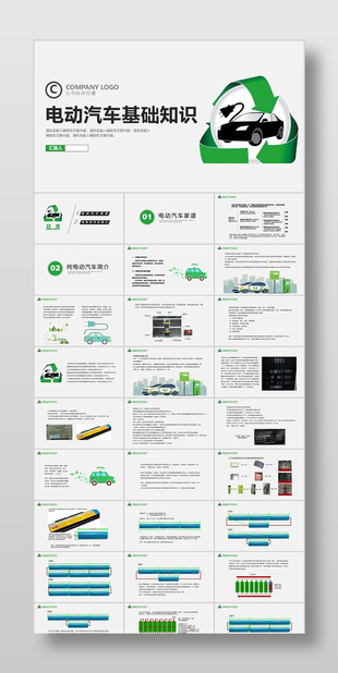 灰色卡通风电动汽车基础知识宣传介绍