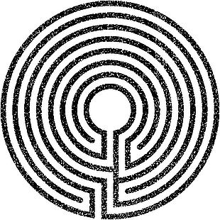 黑白风格圆形迷宫图案设计