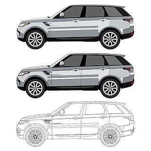 灰色越野汽车立面插画
