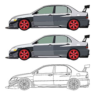时尚跑车汽车立面插画