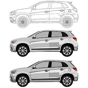 灰色时尚越野车立面插图