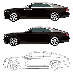 黑色大气轿车汽车插画