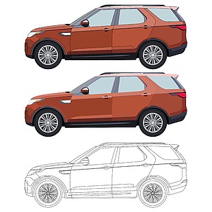 大气实用橙色越野车立面插图