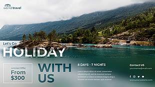 绿水青山国外旅游海报手册banner设计