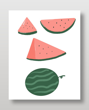 手绘清新水彩西瓜设计