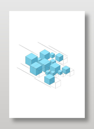蓝色立体方块图案
