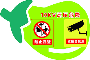 高压危险禁止靠近卡通标识牌