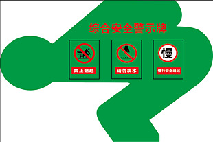 绿色卡通综合安全警示牌