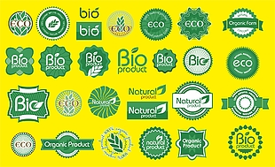 绿色简约天然有机产品标签贴纸设计