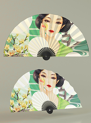 复古国潮风扇子纸扇文创设计