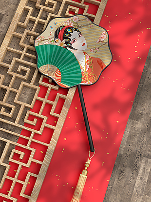 复古中国风唯美花瓣扇子设计