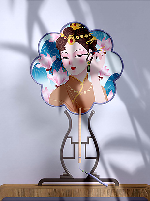 斑驳树影古风扇子摄影图案