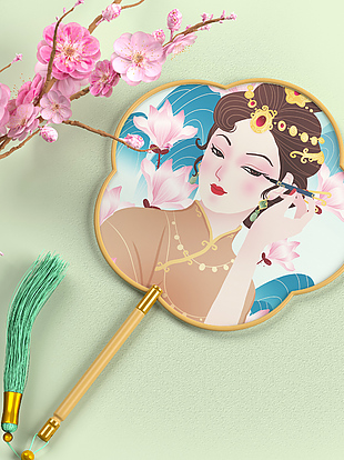 国风大气花瓣扇子文创设计