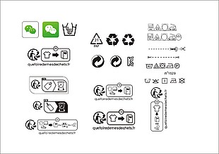 循环标小剪刀洗水符号FR标签设计