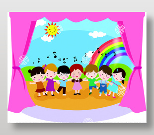 幼儿园小朋友唱歌舞台背景边框