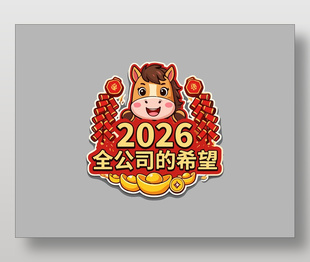2026全公司的希望马年手举牌设计