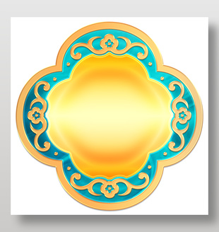 立体浮雕中式花纹金色边框设计