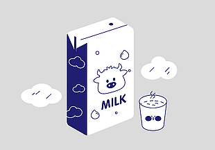 可爱卡通风牛奶盒插画设计