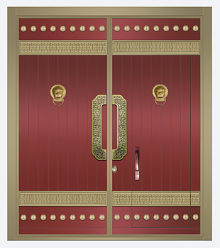 红色铜门效果图