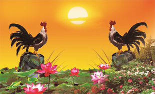 雄鸡报晓室内装饰图