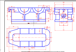 蓝色下箱体机械图纸