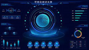 炫酷科技风可视化统计大屏页面设计
