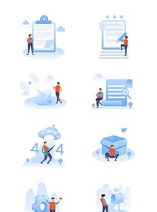 简约蓝色卡通app缺省页