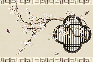 古风意境布艺质感创意背景墙