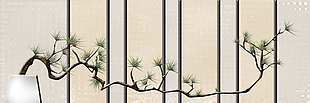 简约古典意境室内松树装饰画