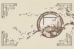 典雅中式古风意境简约背景墙