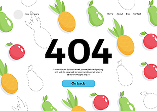 创意网页UI水果插画404界面