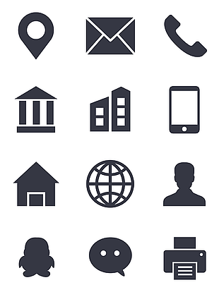 黑色简约名片常用icon图标
