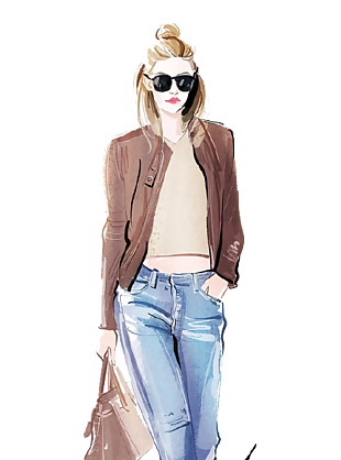 水彩风服装设计模特图