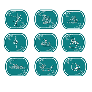绿色国风端午节主题图标装饰
