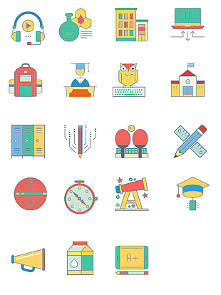 可爱卡通网络教学主题免扣图标元素