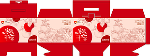 喜庆红色苹果礼盒包装设计