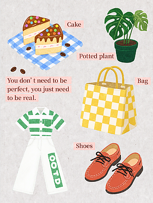 简约系夏日野餐时尚穿搭插画